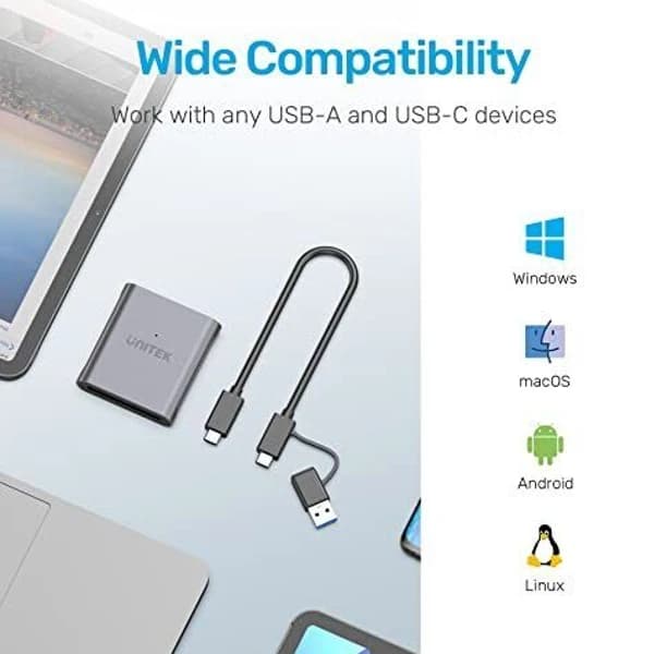 UNITEK Portable CFast Card Reader With USB 3.0 & Type C Cable