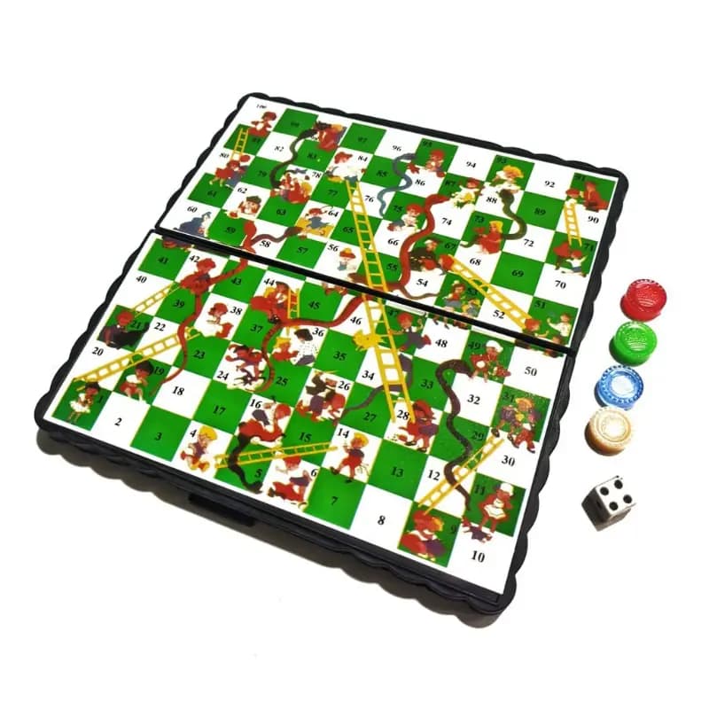 Foldable Mini Snake And Ladder Plastic Light Weight Board Game