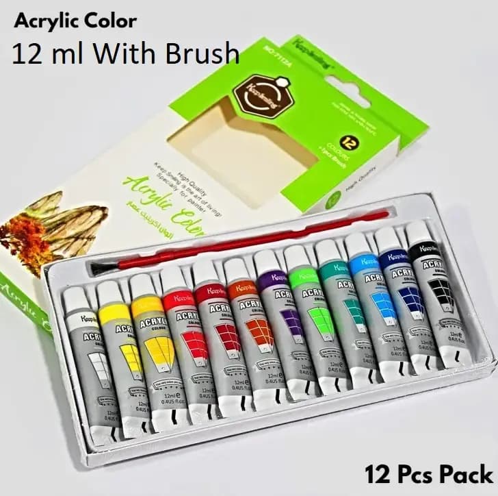 Keep Smiling 6ML-12ML x 12 tubes - Acrylic Color Paint Set