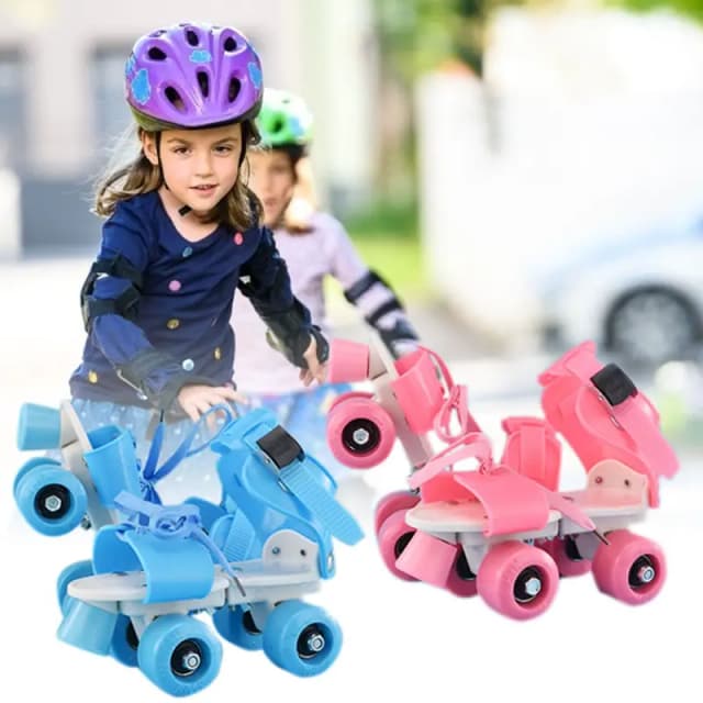 Pair of Adjustable Roller Skates Shoes 4 Wheel Skating Shoes