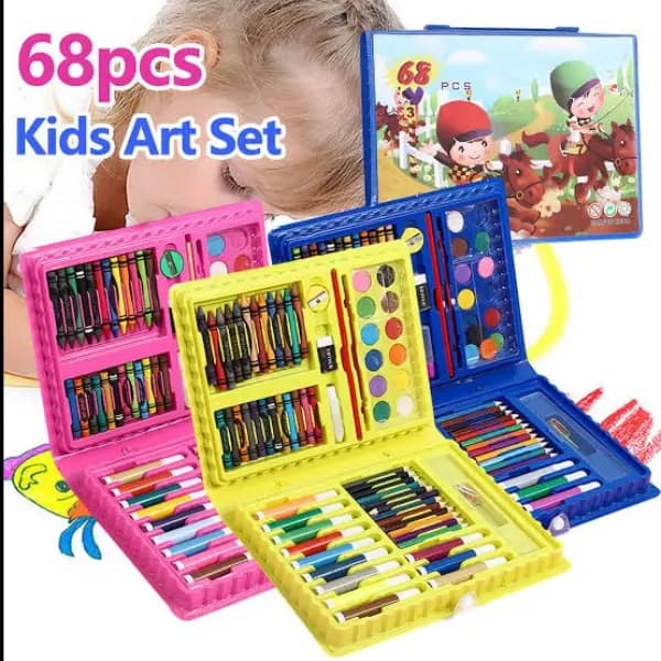 68 Pieces Coloring Kits for Kids | Crayon Color DIY Art | Water Colors | Pencil Colors | Markers | Kids Art Drawing